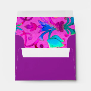 Brightly Coloured Painted Damask Envelope