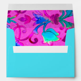 Brightly Coloured Painted Damask Envelope