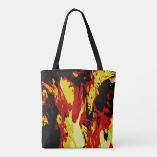 Brightly Coloured Red Yellow Black Abstract Patter Tote Bag