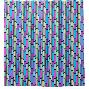 Brightly Coloured Retro Blocks Shower Curtain