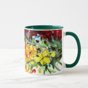 Brightly Coloured Watercolour Wallflowers Mug