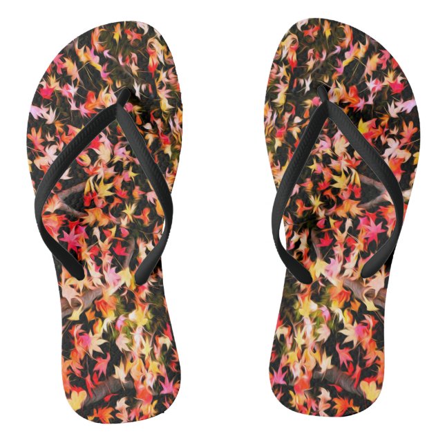 Brightly Colourful Maple Leaf Jandals (Footbed)