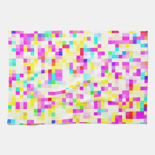 Brightly Colourful Multicolor Mosaic Pattern Tea Towel (Horizontal)