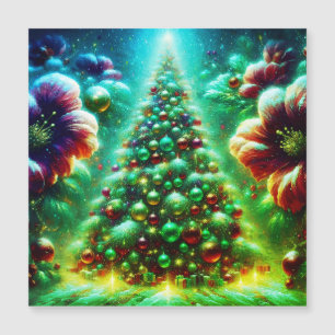 Brightly Decorated Christmas Trees Magnetic Card