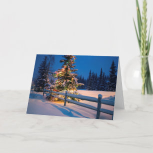 Brightly Lit Christmas Tree in Anchorage Holiday Card