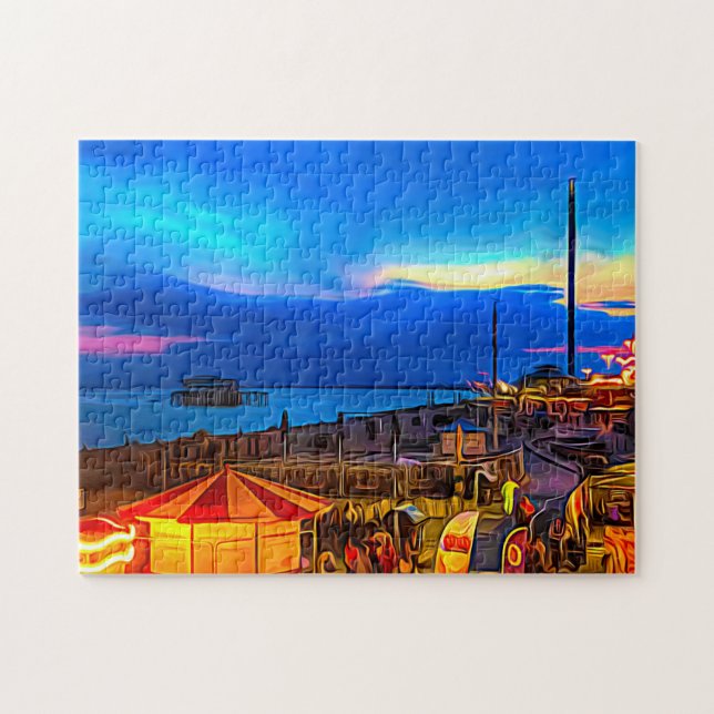 Brighton and Hove Beach & Sunset Digital Painting Jigsaw Puzzle (Horizontal)