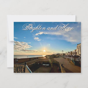 Brighton and Hove Seafront Sunset Photo Postcard