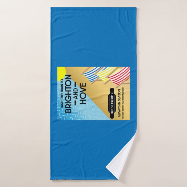 Brighton And Hove Train Travel Beach Art  Bath Towel (Bath Towel)