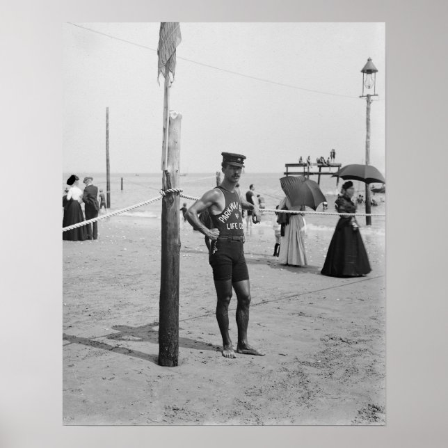 Brighton Beach Life Guard, 1906. Vintage Photo Poster (Front)