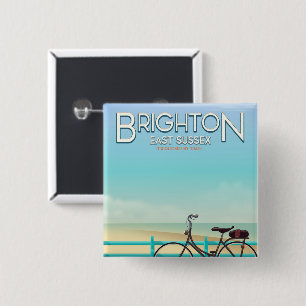 Brighton, East Sussex vintage travel poster. 15 Cm Square Badge