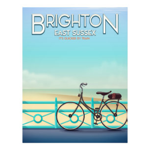 Brighton, East Sussex vintage travel poster. Photo Print