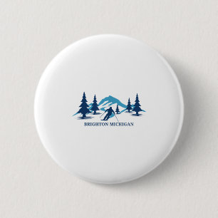 Brighton Michigan Ski Resort Skiing Skier _1  6 Cm Round Badge