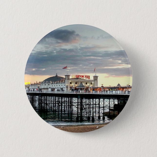 Brighton Pier Sunset 6 Cm Round Badge (Front)