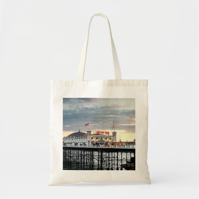 Brighton Pier Sunset Photo Tote Bag (Front)