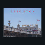 Brighton Pier view postcard<br><div class="desc">A beautiful view of the famous Brighton Pier in East Sussex in England printed on a postcard.</div>