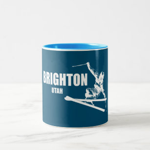 Brighton Resort Utah Skier Two-Tone Coffee Mug
