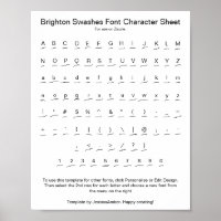 Brighton Swashes Font Character Sheet for Zazzle