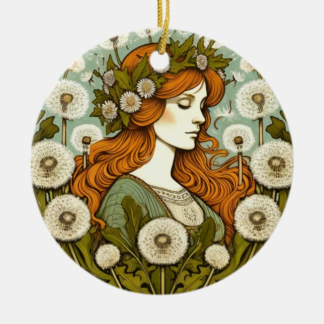 Brigid Goddess Dandelion                           Ceramic Tree Decoration (Front)