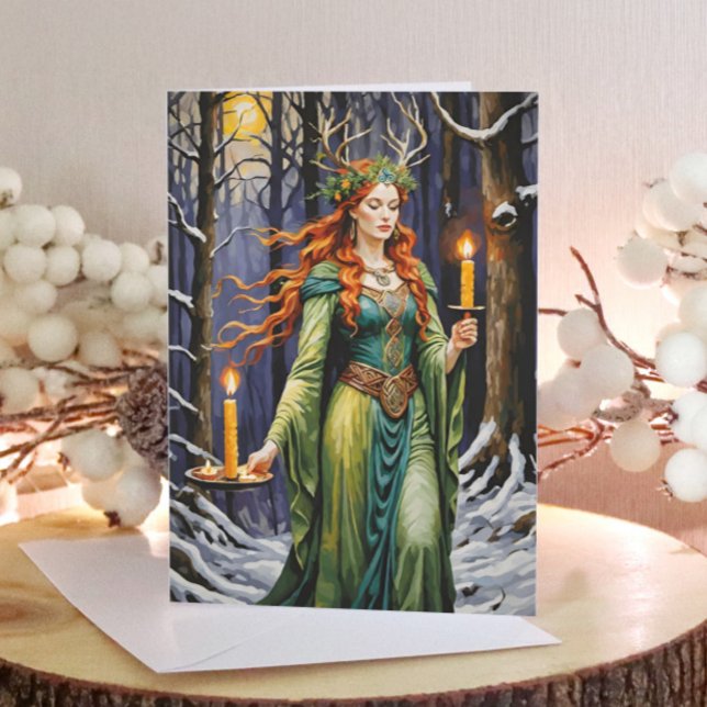 Brigid Imbolc Candlemas Forest Celtic Wiccan Holiday Card (Brigid Imbolc Candlemas Forest Celtic Wiccan Holiday Greeting Card)
