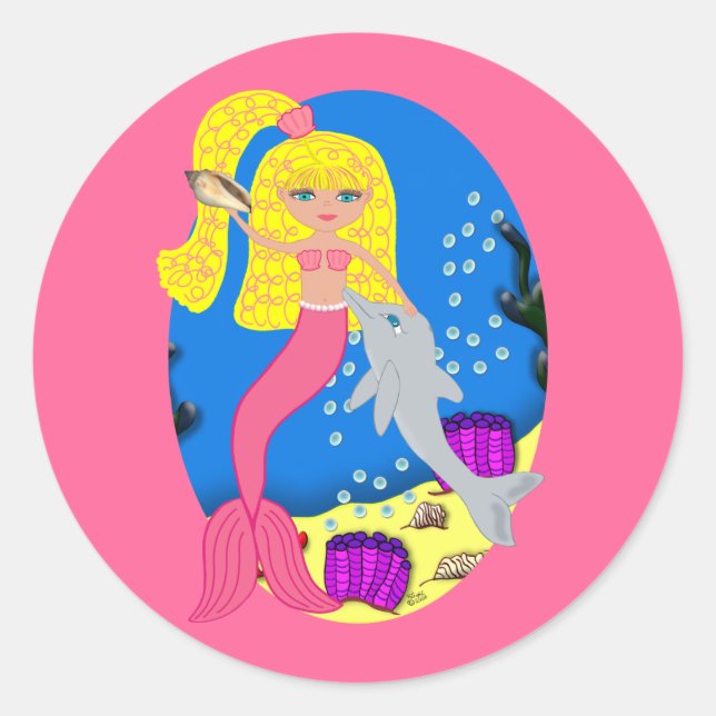 Brigit the Mermaid Envelope Seal Sticker (Front)