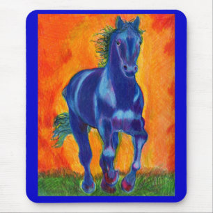 Brillian Blue Horse Mouse Pad