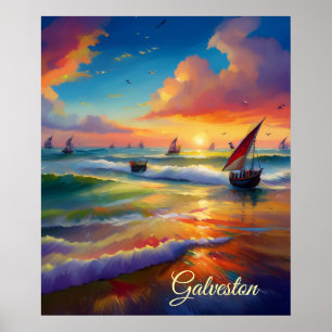 Brilliant Abstract Sea Scene Digital Print Poster
