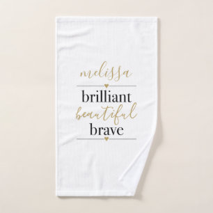 Brilliant Beautiful Brave Personalised Name Bath Towel Set