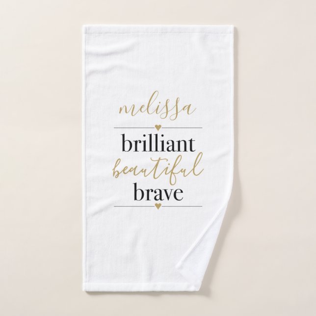 Brilliant Beautiful Brave Personalised Name Bath Towel Set (Hand Towel)