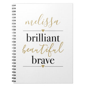 Brilliant Beautiful Brave Personalised Name Notebook