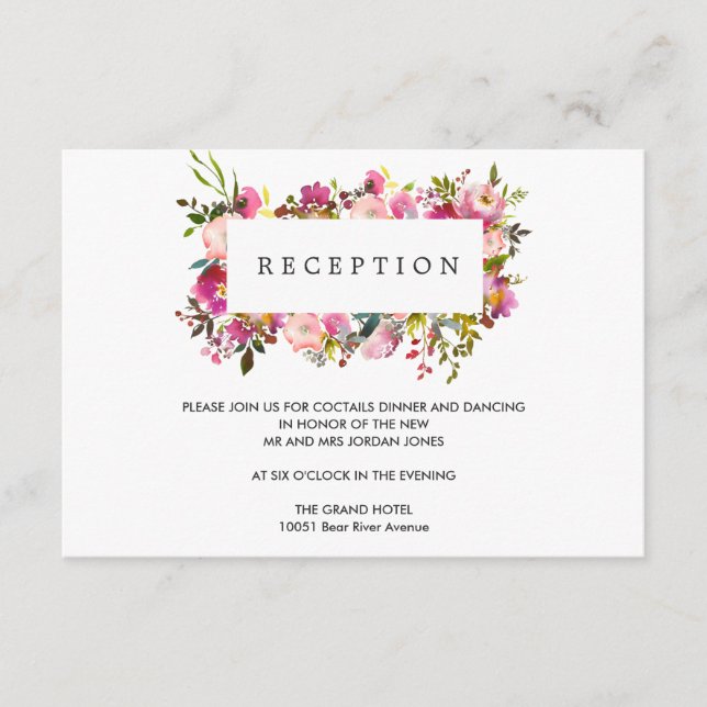 Brilliant Bloom Wedding Flower Reception Enclosure Card (Front)