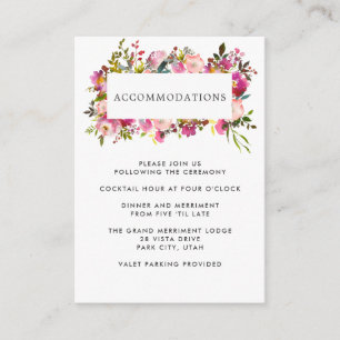 Brilliant Bloom WEDDING Hotel Accommodation Enclosure Card