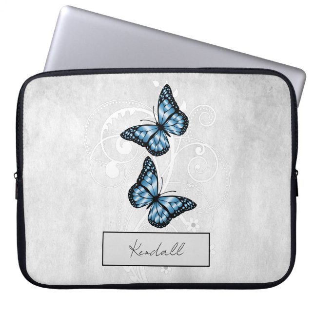 Brilliant Blue Butterflies Laptop Sleeve (Front)