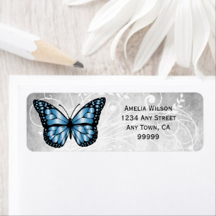 Brilliant Blue Butterfly Address Label