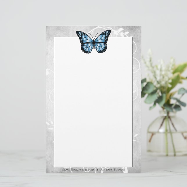 Brilliant Blue Butterfly Stationery (Standing Front)
