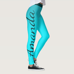 Brilliant Blue Custom Name Leggings