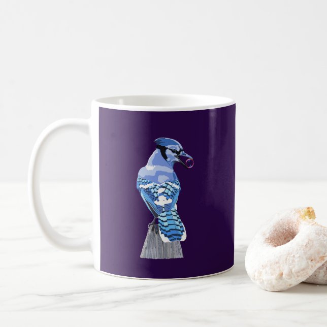 Brilliant Blue Jay Coffee Mug (With Donut)