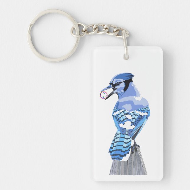 Brilliant Blue Jay Key Ring (Front)