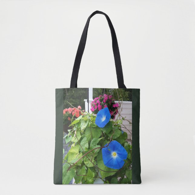 Brilliant Blue Morning Glories Tote Bag (Front)