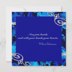 Brilliant Blue Roses & Diamond Swirls Wedding DBNF Invitation