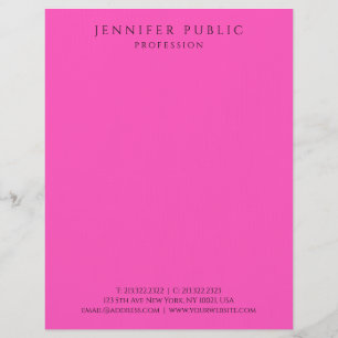 Brilliant Bright Neon Pink Modern Simple Template Custom Letterhead