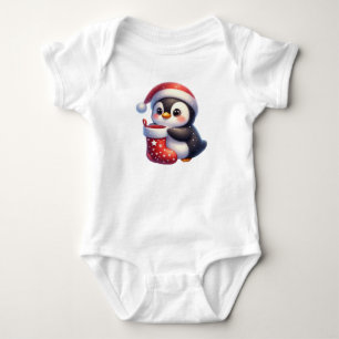 Brilliant Christmas Penguin Baby Bodysuit