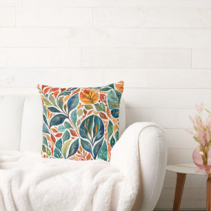 Brilliant Colour Abstract Leaves Cushion