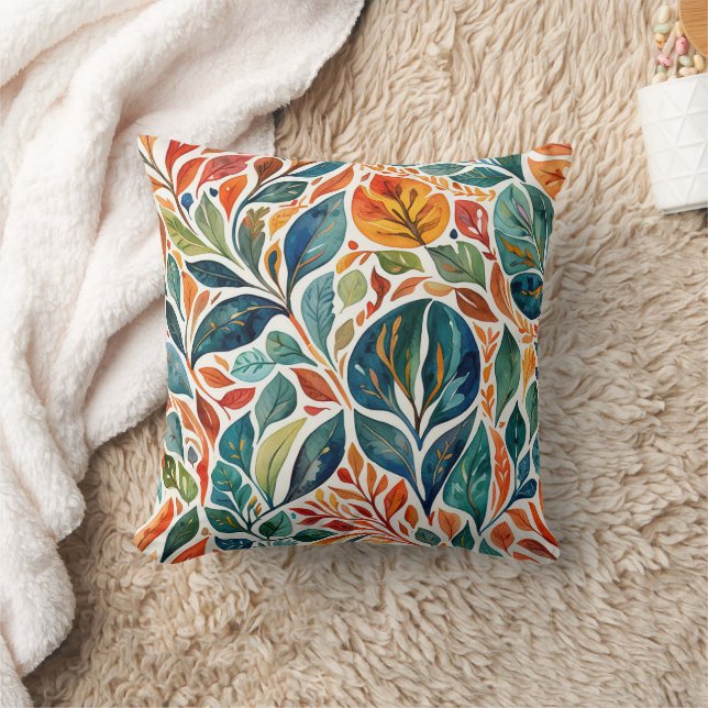 Brilliant Colour Abstract Leaves Cushion (Blanket)