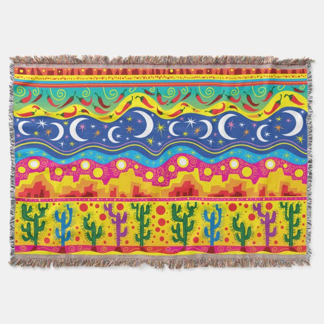 Brilliant Desert Motifs Throw Blanket (Front)