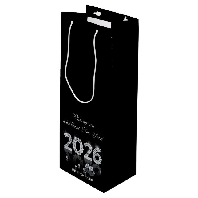 Brilliant Diamonds Luxury New Year 2026 Wine Gift Bag (Front Angled)