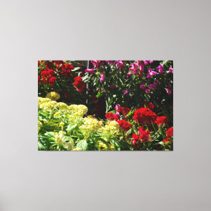 Brilliant Fall Flowers at the Market on a Canvas Print