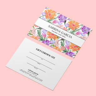 Brilliant Flowers   Violet Blue orange  Gift Card