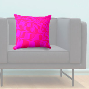 Brilliant Fuscia Abstract Bird Tropical Cushion
