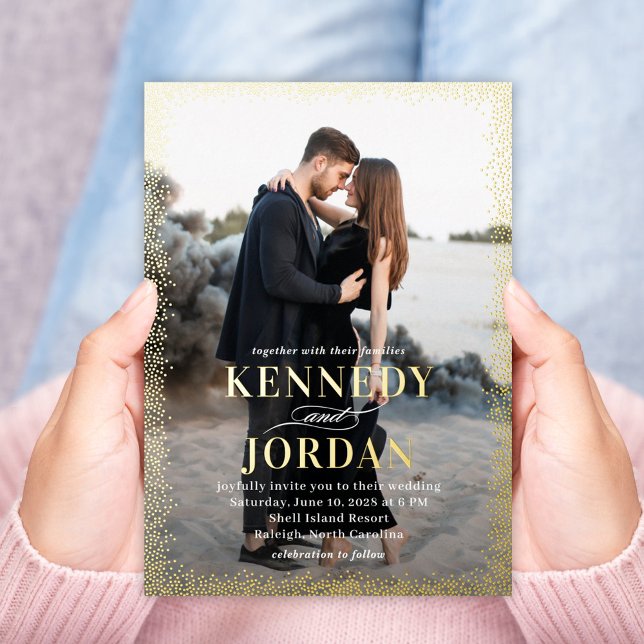 Brilliant Glow FOIL Photo Wedding Invitation (Creator Uploaded)