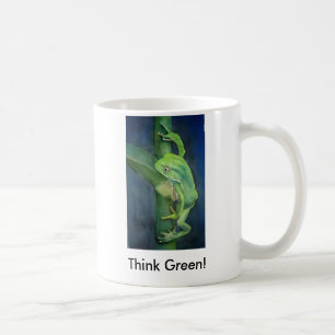 Brilliant Green Frog Think Green! Coffee Mug